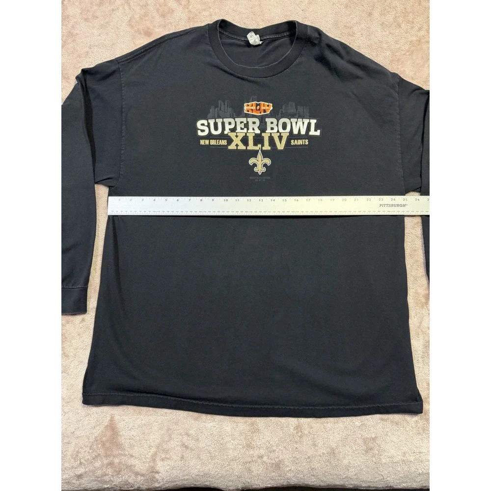 New Orleans Saints Super Bowl XLIV Long Sleeve Black T-Shirt Men's 2XL NFL